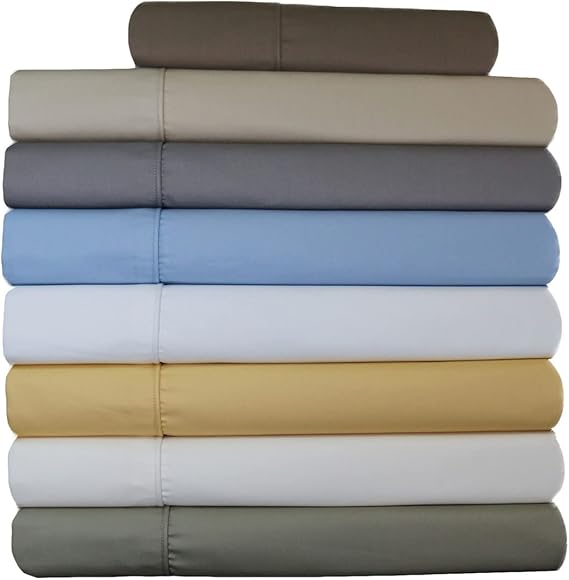 Wrinkle Free Sheets, 650 Thread Count, Deep Pocket, Cotton Poly Blend Sheet Set, Olympic-Queen, Blue