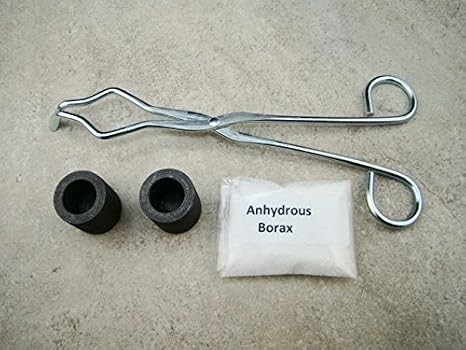 2-Graphite Crucibles & Tong+Anhydrous Borax -Gold Recovery-Melting-Silver Kit