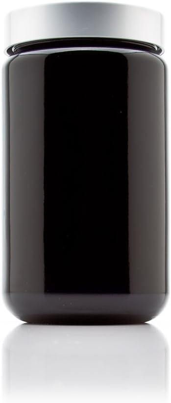 Infinity Jars Silver Screw Top Jar 400 ml(13.5 fl oz), Ultraviolet Black Glass Airtight Smell-Proof Pantry Container for Long-Term Storage of Pulses, Lentils & Dry Goods, Refillable Storage Jar