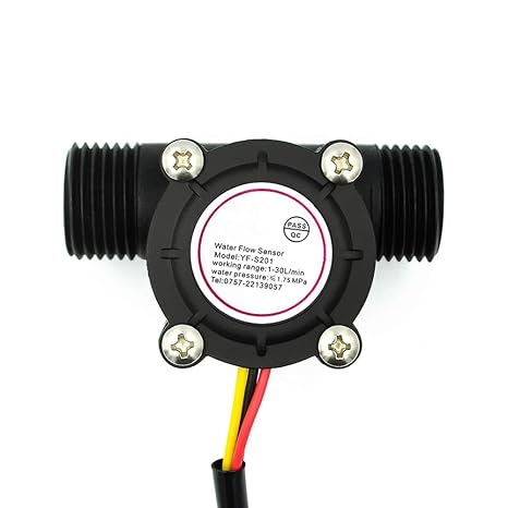 Taidacent YF-S201 Hall Effect Water Flow Sensor 4/6 Points G1/2/3/4 Interface Water Flow Measurement Sensor Water Heater Water Dispenser Hall flowmeter (Black YF-S201 4 Points G1/2)