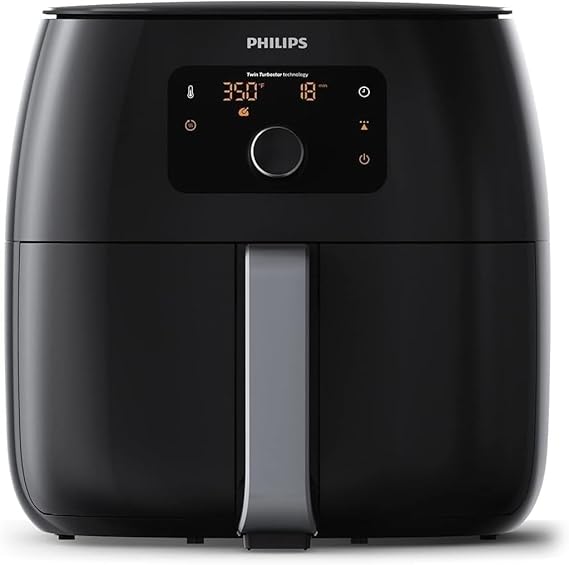Philips Premium Airfryer XXL, Fat Removal Technology, 3lb/7qt, Rapid Air Technology, Digital Display, Keep Warm Mode, 5 Cooking Presets, HomeID App, Family Sized, Black (HD9650/96) | Fat removal and rapid air technologies, digital display, five presets, app support