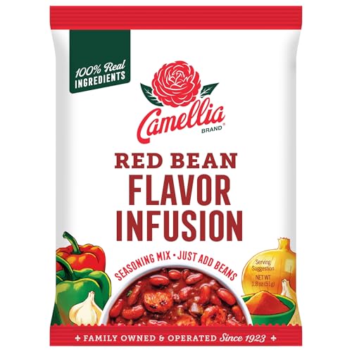 Camellia Red Bean Flavor Infusion Seasoning Authentic Cajun & Creole Spice Blend for Red Beans and Rice, Gumbo, Chili, and Southern Cooking All-Natural, Non-GMO, No MSG, Vegan-Friendly, 1.8oz Packet Pack of 2
