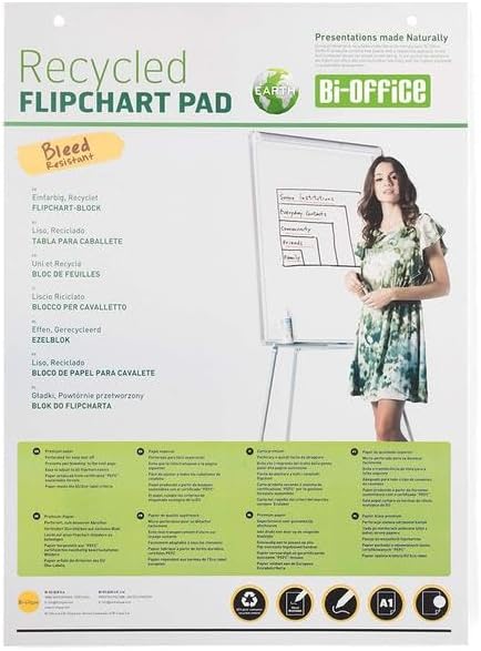 Bi-Office Earth-it Flipchart Pad, Plain, 40 Sheets - 55 gr/m², A1 [Pack of 5]