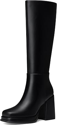 Women Knee High Boots: 3.5 In Chunky Heel, Fashion Platform Tall Boots, 2026 Spring Winter Trendy Boot for Date, Party, Weenkend, Vacation, Office