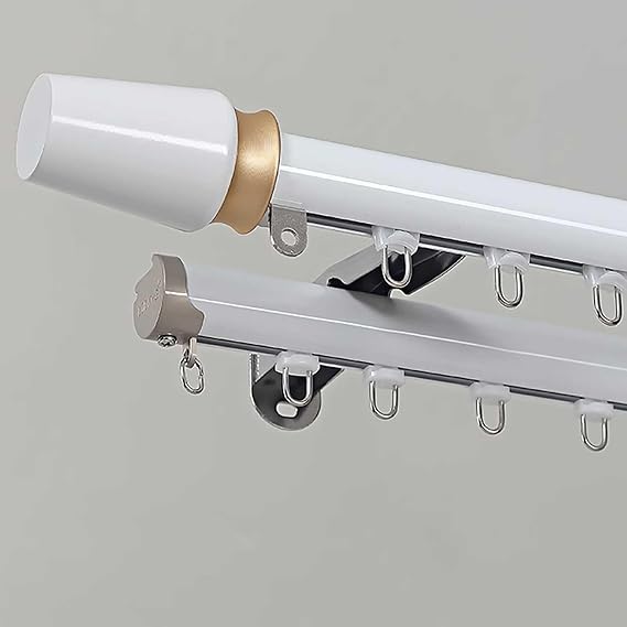 Silent Slide Rail Curtain Rod Sets Double Curtain Track Room Divider Curtain Track Curtain Tracks Wall Mounted for Curtains Living Room Bedroom Privacy(White,3.6m(11.8ft))