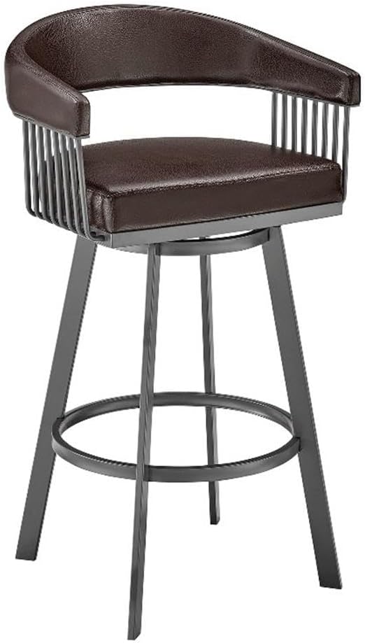 Armen Living Chelsea 29 Chocolate Faux Leather Swivel Bar Stool