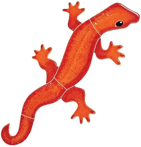Gecko (8" x 4", Sunset Red) Ceramic Swimming Pool Mosaic