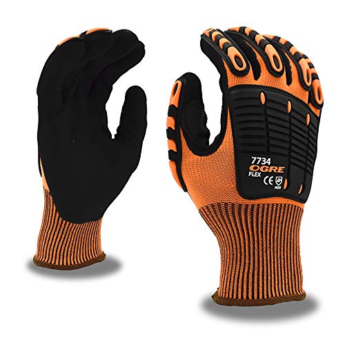 Cordova 7734 Impact Gloves, TPR Impact Protection, Food Grade Materials, High-Visibility Work Gloves, Sandy Nitrile Coating for Grip, Flexible and Comfy, Large