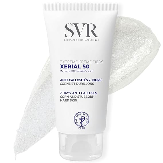 SVR Xerial 50 Extreme Foot Cream - 50% Urea, 1.7 fl oz | For Rough, Dry Feet, Hands, Elbows & Knees Visible Results in 7 Days Quick Absorption Dermatologically Tested
