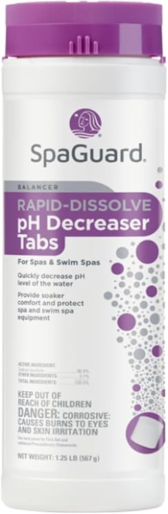 SpaGuard Rapid-Dissolve pH Decreaser Tabs for Spas & Swim Spas, 1.25 lb, Quickly Decrease Water pH Level, Protects Spa Equipment