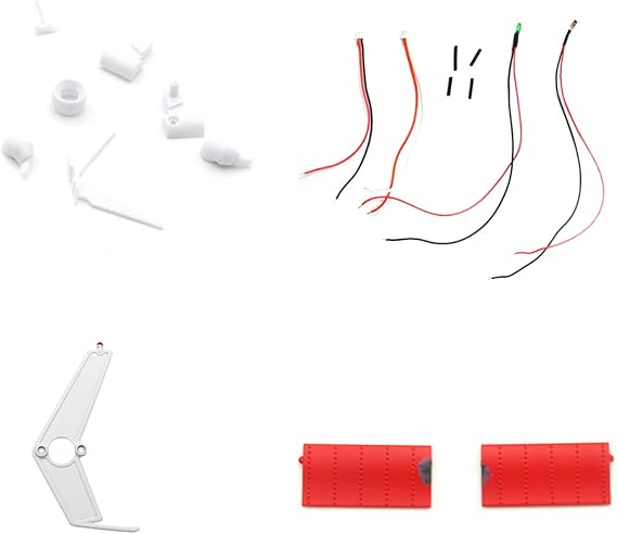 Horizontal Tail, LED, Vertical Tail, Fuselage Decor Parts, Spare Parts for C138 BELL206 RC Helicopter (Red)