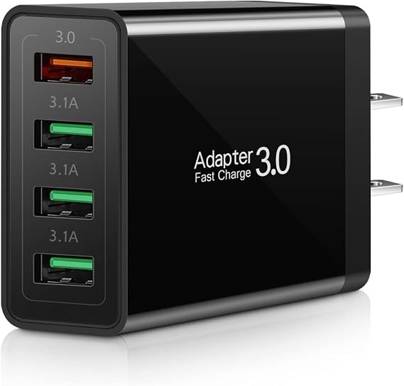Fast Charging 3.0 Wall Charger, 4-Port USB Charger Block, Multi USB Plug