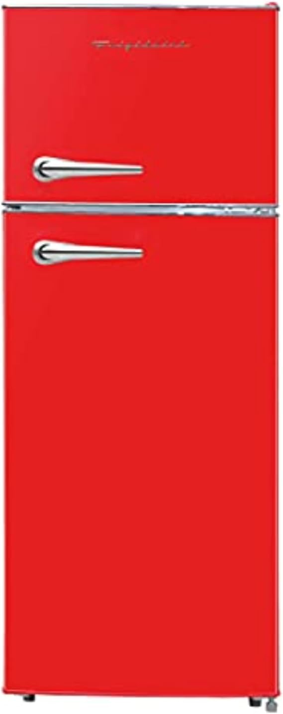 Frigidaire EFR786 Retro Apartment Size Refrigerator with Top Freezer - 2 Door Fridge with 7.5 Cu Ft of Storage Capacity, Adjustable Spill-Proof Shelves, Door & Crisper Bins, Red