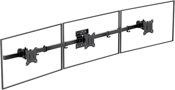 WALI Triple Monitor Wall Mount for 17 to 32 inch Screens, up to 15.4lbs | 3 Monitor Wall Mount, Full Motion with Tilt, Swivel, Rotation, VESA Mount 75/100mm, for Office / Home (013ARM), Black