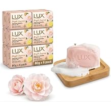 LUX Bright Impress Bar Soap, Japanese Camellia & Citrus Oil, For Visibly Bright & Glowing Skin, 80g (Pack of 6) with Dr Cosi Natural Wooden Bamboo Soap Dish Holder