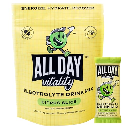 Pickleball Electrolyte Powder Packets | No Sugar, Non-GMO | 30 Drink Sticks Citrus Slice