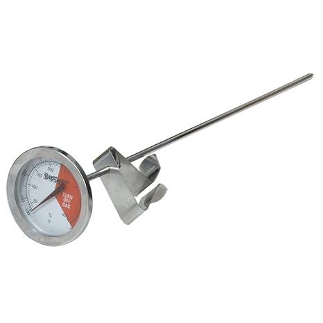 Bayou Classic Fry Thermometer - Deep Fry Thermometer, Alarm Feature - 12 in - Stainless Steel