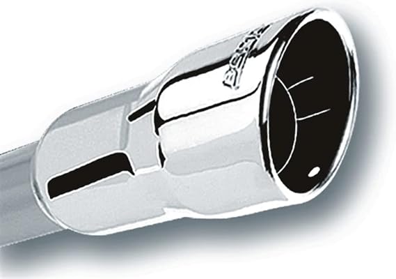 BORLA 20251 Exhaust Tip 3" Inlet - 4.25" Single Round Rolled-Edge Angle-Cut Intercooled Outlet - 4" Long Tip Embossed With BORLA Logo. Weld On Mounting Method.