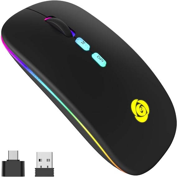 CC Store Wireless Mouse for Laptop,USB-C Rechargeable with Dual Connection