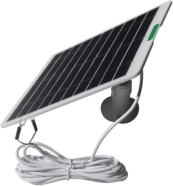 5W Solar Charger for Ring Doorbells 2, 3, 3 Plus, and 4 Featuring Compact Design, Weatherproof Solar Panel, and 3 Meter Cable for Reliable Outdoor Use (white)