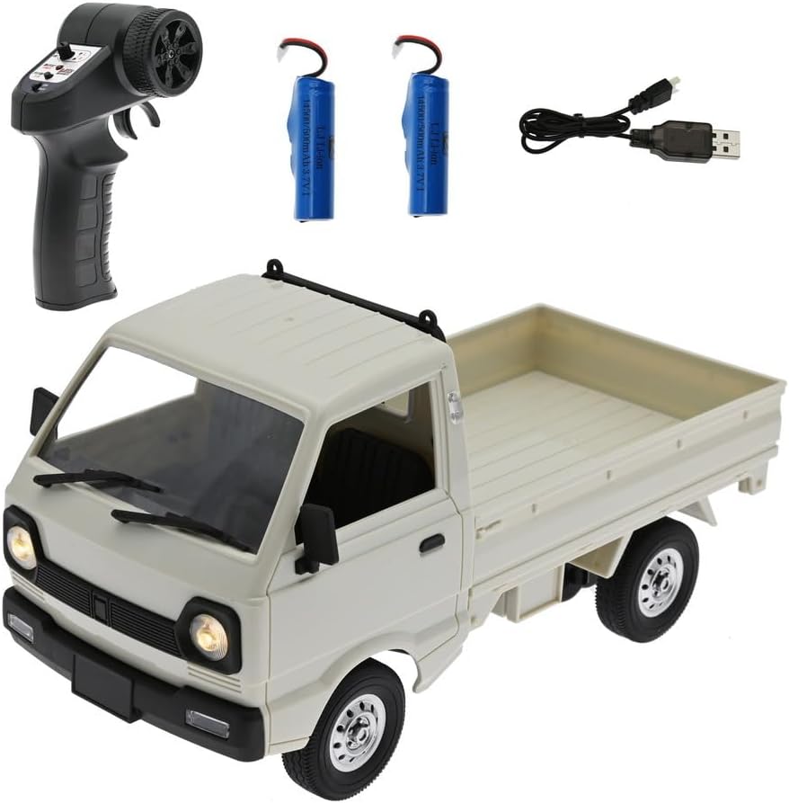 WPL D12 Mini 116 RC Drift Car, 2.4G 4CH All Terrain Remote Control Truck, 15KMH High Speed Climbing Truck, Gift for Adults 2 Battery