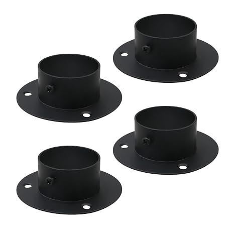 Wealrit 4 Pcs Round Post Bases Stainless Steel Flange Anchor Bases Heavy Duty Post Brackets for Fence Deck Railing Support(2", Black)