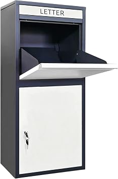 Package Delivery Boxes for Outside, Extra Large Capacity Modern Mailbox, Outdoor Freestanding Porch Box for Package (Black and White)