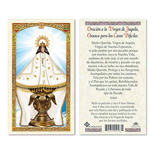 Gigis Classy Kids Oracion a La Virgen de Juquila Laminated Prayer Cards - Pack of 25- Spanish