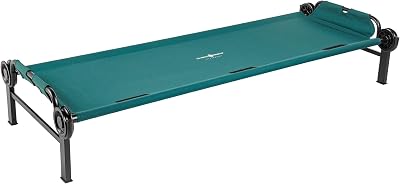 Disc-O-Bed Large Outdoor Modular 1 Person Single Camping Cot Portable Bed for Adults, Sleep Solution for Tents, Green