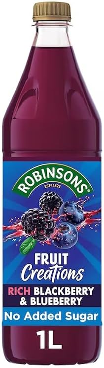 Robinso Squash 1L Variety Pack – Assorted Fruit Flavours, No Added Sugar, Concentrated Cordial Drink (Robinsons Fruit Creations Blackberry & Blueberry Squash 1L)