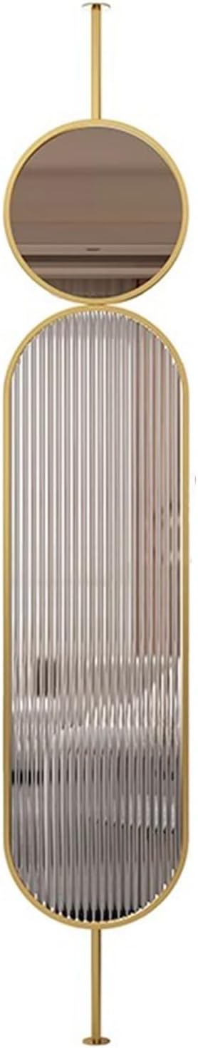 Privacy Screens Room Partition Post, 1Panel Room Divider, Room Metal Divider Bedroom Privacy Screen, Translucent Rotate 360 Floor to Ceiling Partition Wall Dividers(Gold,45x200cm)