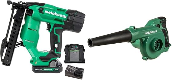 Bundle of Metabo HPT 18V MultiVoltTM Cordless Stapler Kit | N1804DA + Metabo HPT 18V MultiVoltTM Cordless Li-Ion Compact Blower | RB18DCQ4