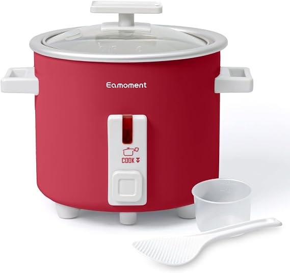 1.5L Mini Rice Cooker with Removable Non-Stick Pot, Portable Rice Maker with Keep Warm Function Suitable for 1-2 People, Red