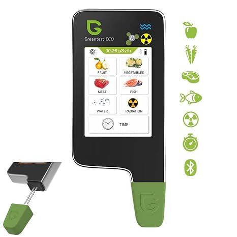 6 in 1 Greentest eco 5 Digital Food Nitrate Tester, High Accuracy Radiation Detector Geiger Counter Water Quality Meter TDS Hardness PPM Analyzer Dosimeter for Vegetable, Fruit, Meat, Fish, Water