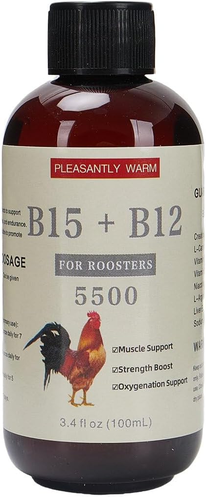 Rooster B12 & B15 Supplement High Potency Vitamins for Roosters Supports Energy, Vitality & Natural Defenses 3.4 fl oz