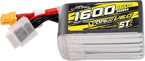 TATTU R-Line Version 6.0 6S Lipo Battery 22.2V 160C 1600mAh Lipo Battery Pack with XT60 Plug for Racing(ST Stick Version)