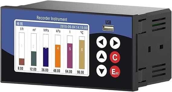 1-6 Channel Data Logger Chart Recorder PT100 0-5V 0-10V 4-20mA Analog Temperature Pressure Current Voltage Logger USB(4 Channels 24VDC)