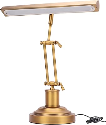 Piano Light for Upright Piano, 12W LED Piano Lamp with 3000K-6000K Color Temperature, Stepless Brightness Adjustment, Dual Arm & Touch Control, 85 CRI Eye Care Music Stand Light Antique Bronze