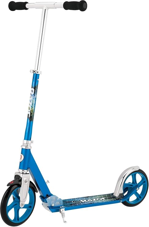 Razor A5 Lux Kick Scooter for Kids Ages 8+ 8" Urethane Wheels, Anodized Finish Featuring Bold Colors and Graphics, for Riders up to 220 lbs