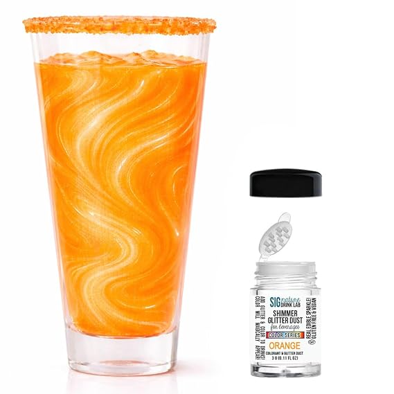 Color Series Shimmer Glittter Dust for Beverages 3 Gram Shaker (Orange)