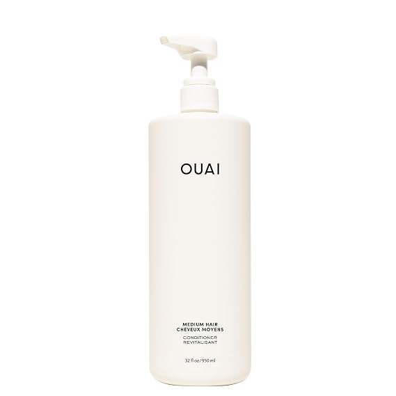 OUAI Medium Conditioner - Salon SizeHydrating Hair Conditioner with Coconut, Babassu & Keratin Oil - Strengthens, Repairs, Adds Shine - Paraben & Phthalate Free Hair Care Products, 32 Oz