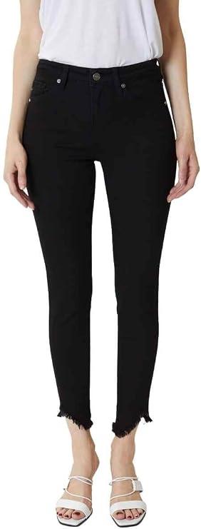 Kan Can Women's High Rise Hem Detail Skinny Jeans - KC7267