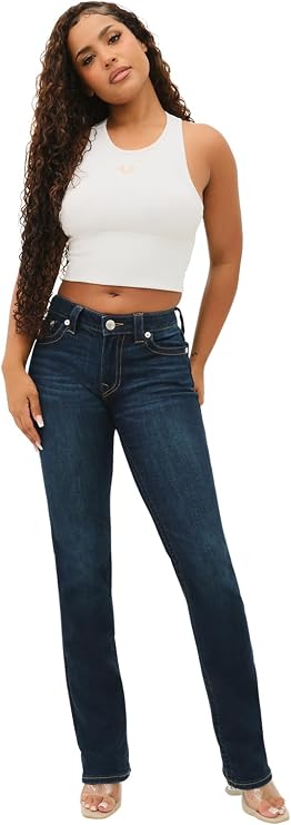 True Religion Womens Billie Mid Rise Straight Leg Jeans | Womens Fashion