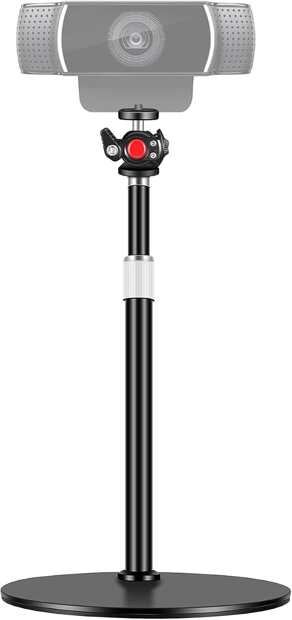 Webcam Tripod Stand for Desk: Webcam Stand for Logitech Brio | C920 | C922 | C615 | C930e - Height & Angle Adjustable Desktop Tripod for Light & 1/4" Thread for Live Streaming | Video Calling