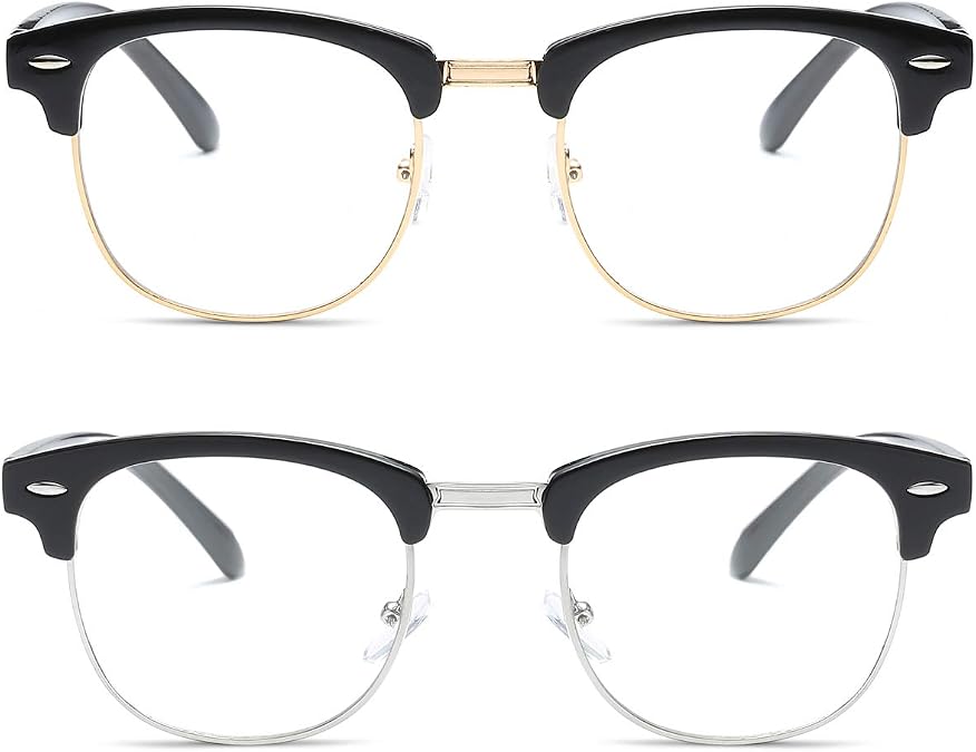 Fashion Vintage Classic Semi-Rimless Half Frame Clear Lens Glasses