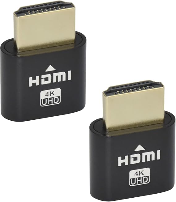 HDMI Virtual Display HDMI Emulator HDMI Dummy Plug DDC EDID EDID Emulator 4K@60Hz HDMI 2 Pieces Black