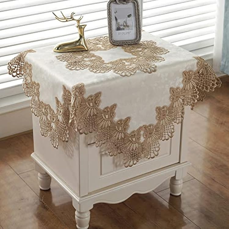 vctops Damask Lace Patchwork Tablecloth Luxury Square Small Table Cover Elegant Floral Embroidered Lace Table Cloth for Party Kitchen Dinning Picnic Decoration Type B,22x22