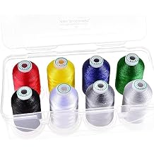 New brothread - 20 Options - 8 Snap Spools of 1000m Each Polyester Embroidery Machine Thread with Clear Plastic Storage Box for Embroidery & Quilting - Basic Color