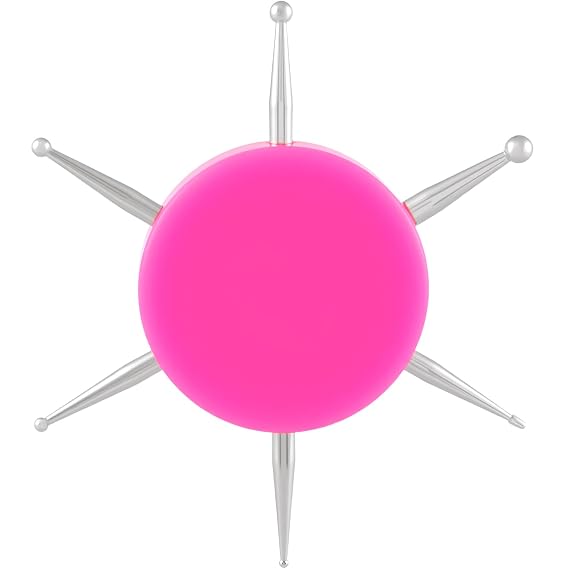 Nail Dotting Tool, 6-in-1 Metal Dotting Tool Nail Art, Circular Nail Design Dotting Pen, Ergonomic Dotting Disc for Manicure Embossing, Tracing, Painting - Pink, 1pcs