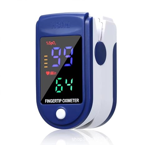 Fingertip Pulse Oximeter, Finger Pulse Oximeter, Portable Digital Pulse Oximeter with 4-Color Display, Measuring SPO2, PR, and PI